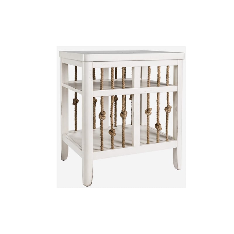 liberty furniture dockside chair side table - white w/ rope end panels