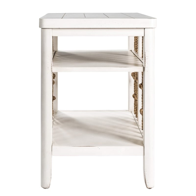 liberty furniture dockside chair side table - white w/ rope end panels