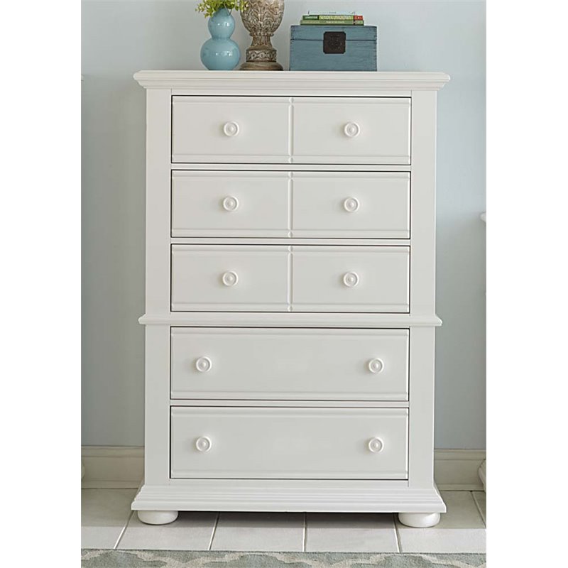 Summer House I White 5 Drawer Chest