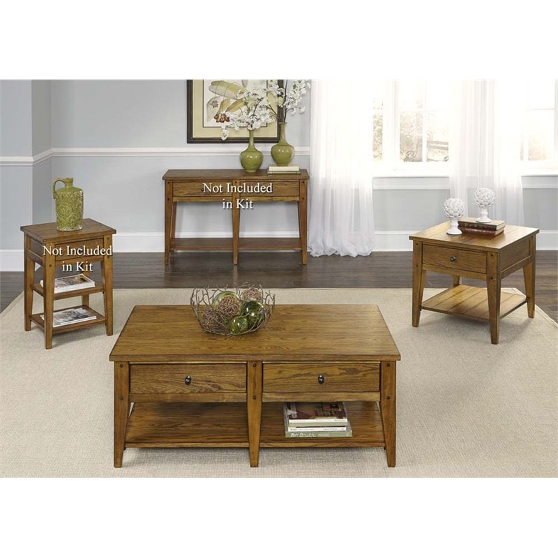 Liberty Furniture Lake House 3 Piece Coffee Table Set in Oak  110OT3PCS