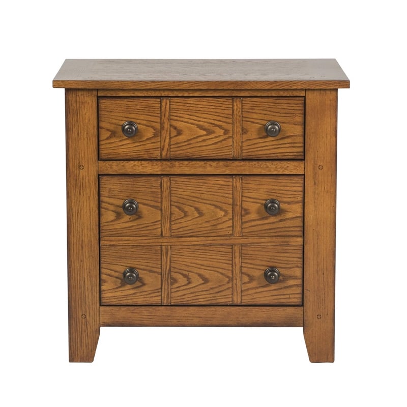 Grandpas Cabin Medium Brown King Sleigh Bed - Dresser & Mirror - Night Stand