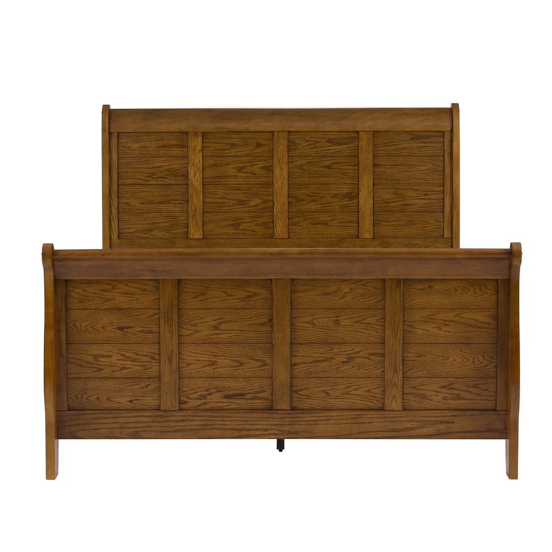 Grandpas Cabin Medium Brown Queen Sleigh Bed - Dresser & Mirror