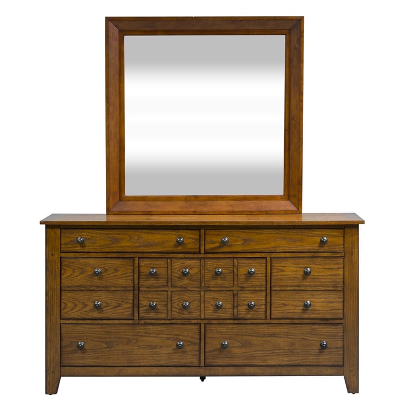 Grandpas Cabin Medium Brown Queen Sleigh Bed - Dresser & Mirror - Chest