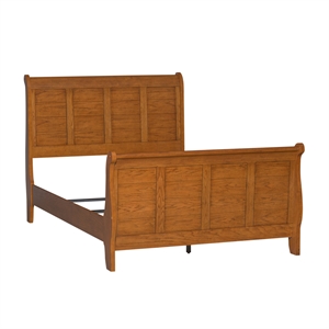 grandpa's cabin sleigh bed in aged oak