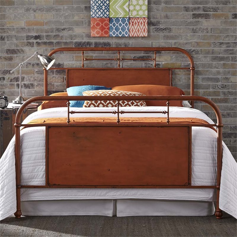Liberty Furniture Vintage King Metal Bed In Distressed Orange 179 Liberty Furniture Vintage King Metal Bed In Distressed Orange