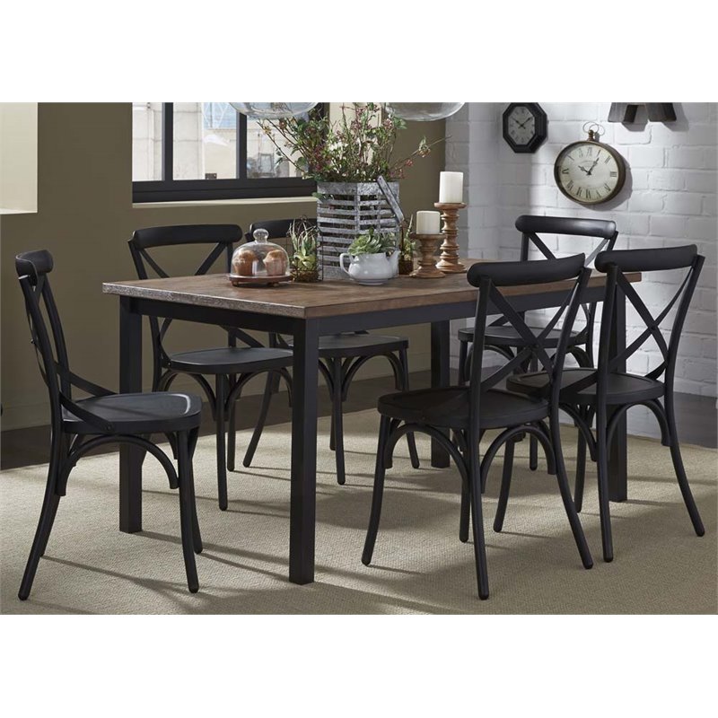 Liberty Furniture Vintage 7 Piece Metal Dining Set in Weathered Gray