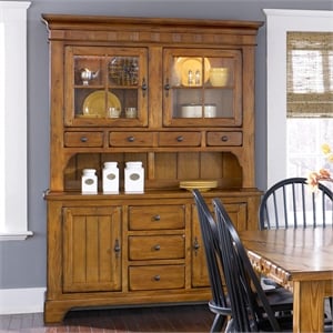Treasures Medium Brown Hutch & Buffet Set