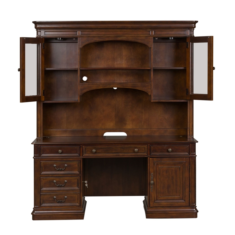 Liberty Furniture Brayton Manor Jr Jr Executive Credenza Set in Cognac