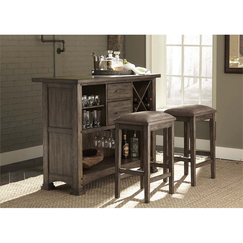 Liberty Furniture Stone Brook 3 Piece Home Bar Set in 