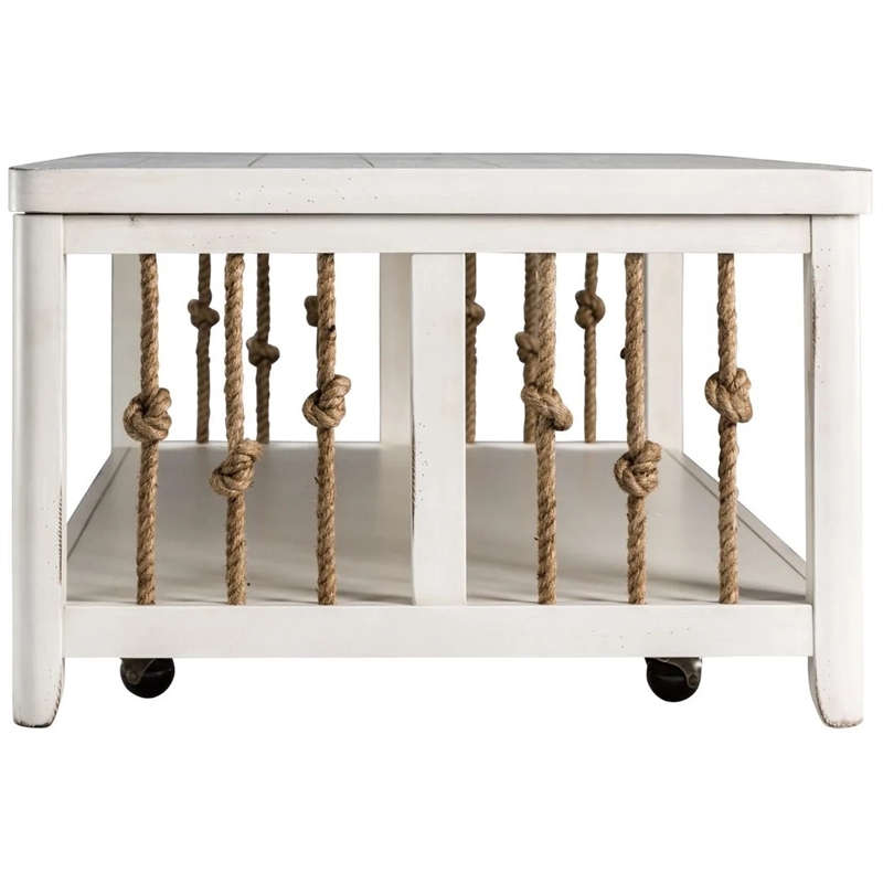 Liberty Furniture Dockside 3-Piece Solid Wood Coffee Table Set in White