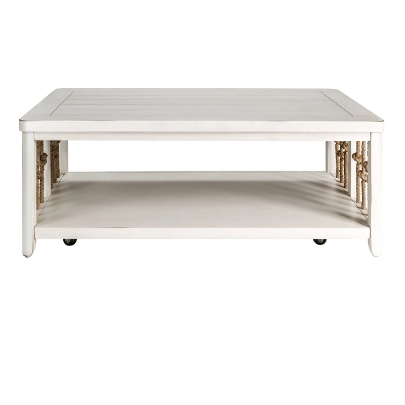 Liberty Furniture Dockside 3-Piece Solid Wood Coffee Table Set in White