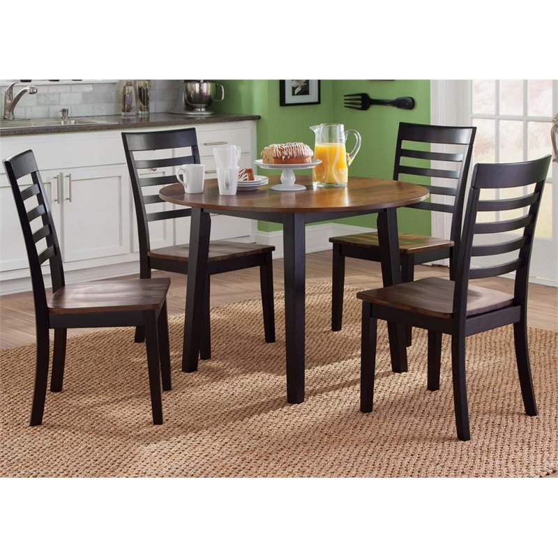 Liberty Furniture Cafe 5 Piece Round Dining Set In Black And Cherry Liberty Furniture Cafe 5 Piece Round Dining Set In Black And Cherry