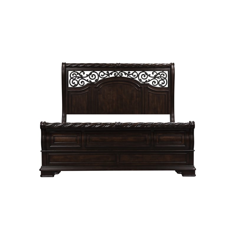 Arbor Place Dark Brown King Sleigh Bed - Dresser & Mirror