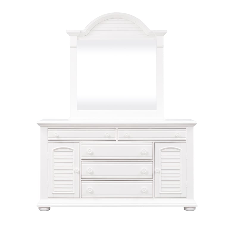 Summer House I White Queen Panel Bed - Dresser & Mirror - Chest