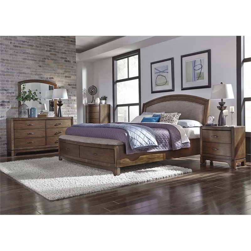 Liberty Furniture Avalon III 5 Piece King Storage Bedroom Set in Brown ...