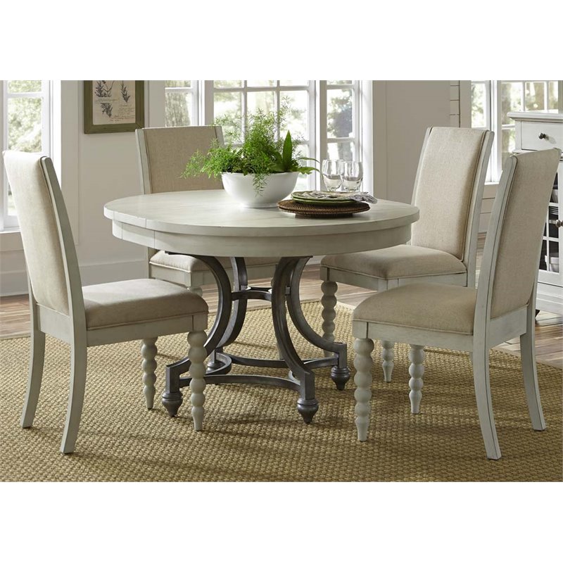 Liberty Furniture Harbor View III 5 Piece Round Dining Set in Gray