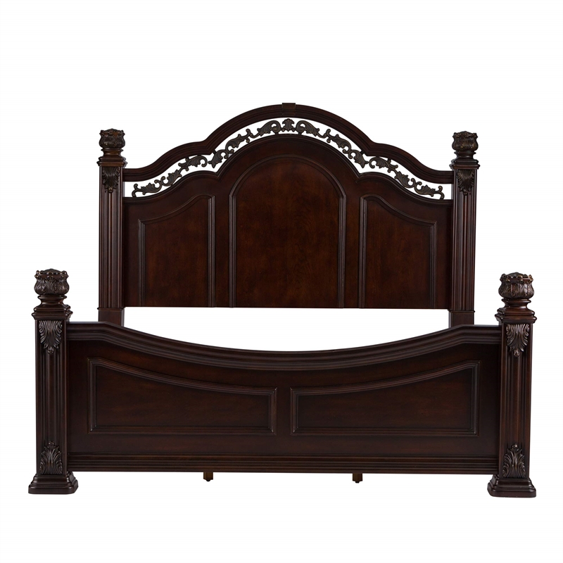 Messina Estates Dark Brown Queen Poster Bed