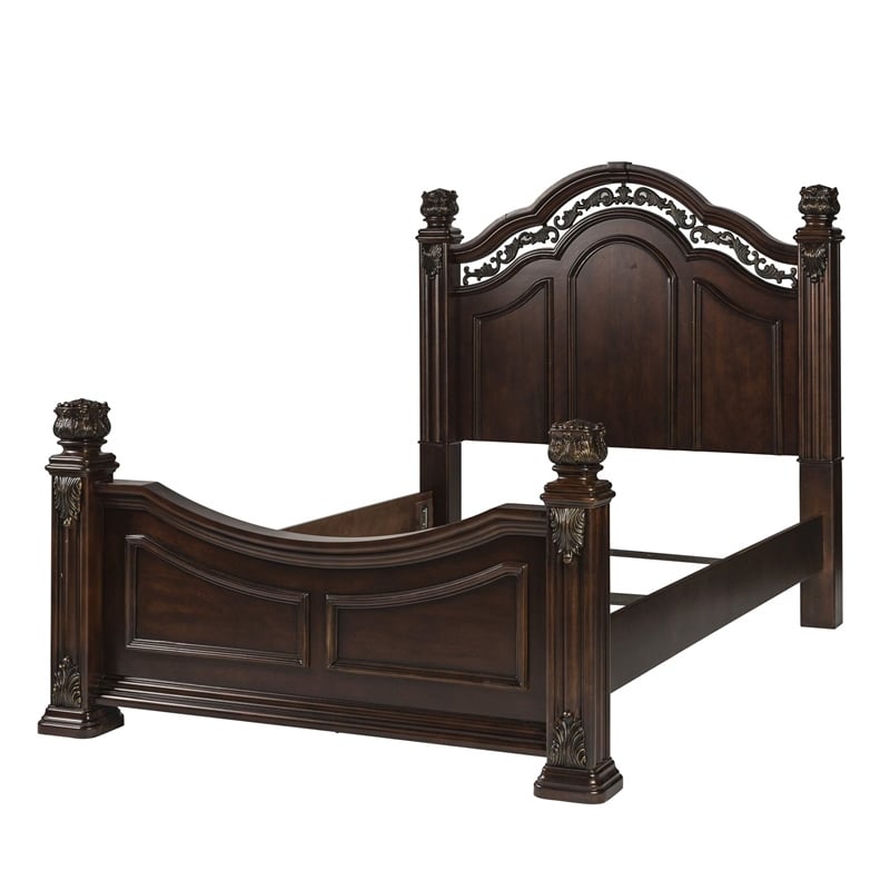 Messina Estates Dark Brown Queen Poster Bed