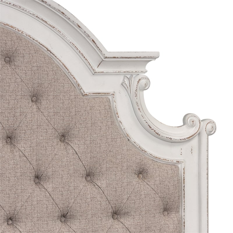 Magnolia Manor White Queen Upholstered Bed