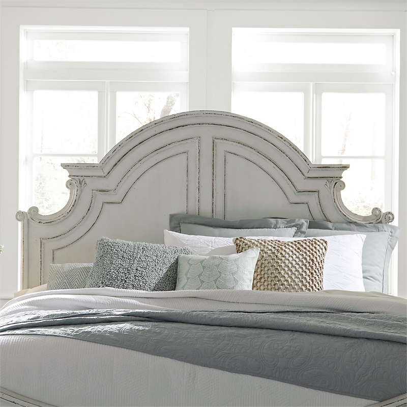 Magnolia Manor White Queen Panel Bed