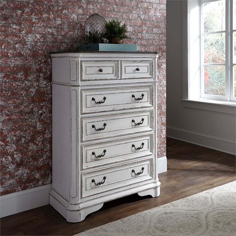 Magnolia Manor White 5 Drawer Chest