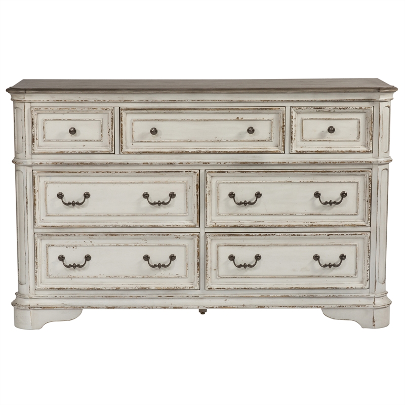 Liberty Furniture Magnolia Manor 7-Drawers Dresser Antique White/Weathered Bark