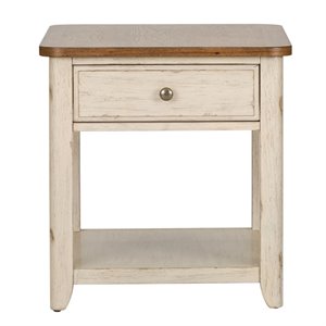 Farmhouse Reimagined White End Table with Basket
