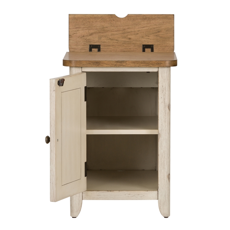 Farmhouse Reimagined White Door Chair Side Table w/ Charging Station