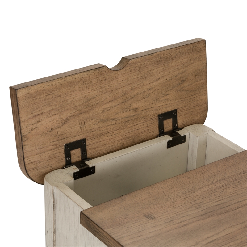 Farmhouse Reimagined White Door Chair Side Table w/ Charging Station