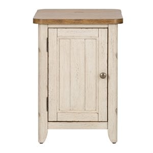 Farmhouse Reimagined White Door Chair Side Table w/ Charging Station