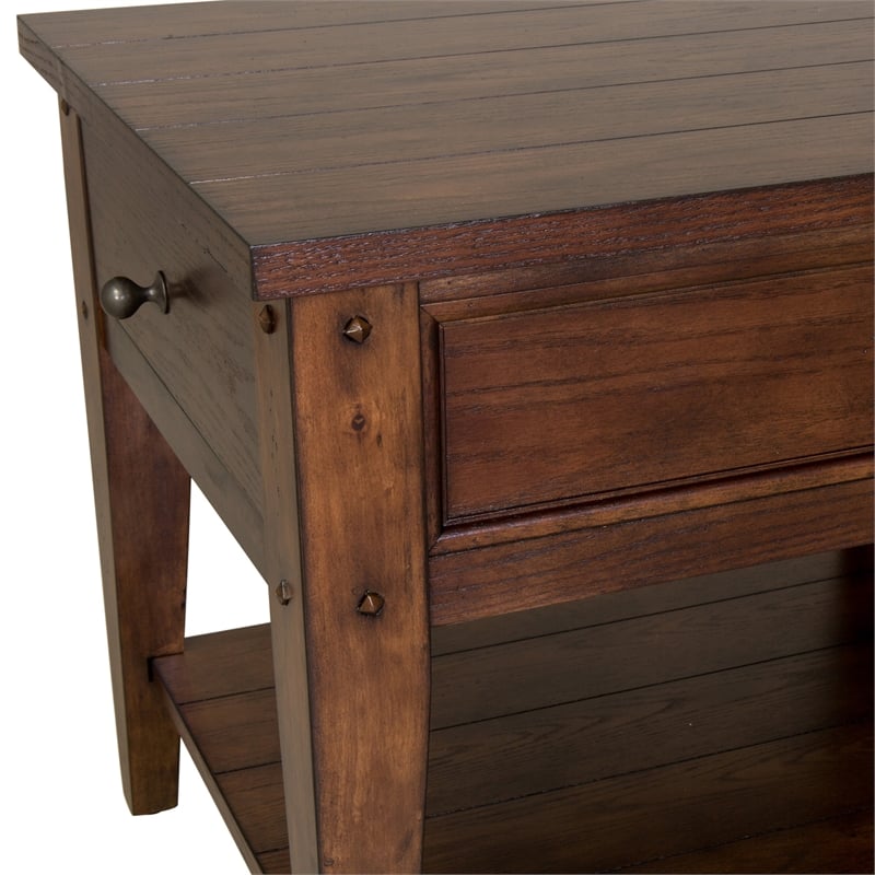 Lake House Dark Brown Wood End Table