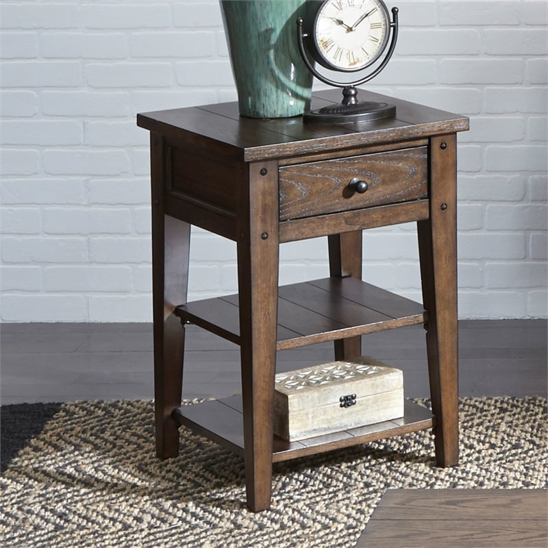 Lake House Dark Brown Chair Side Table