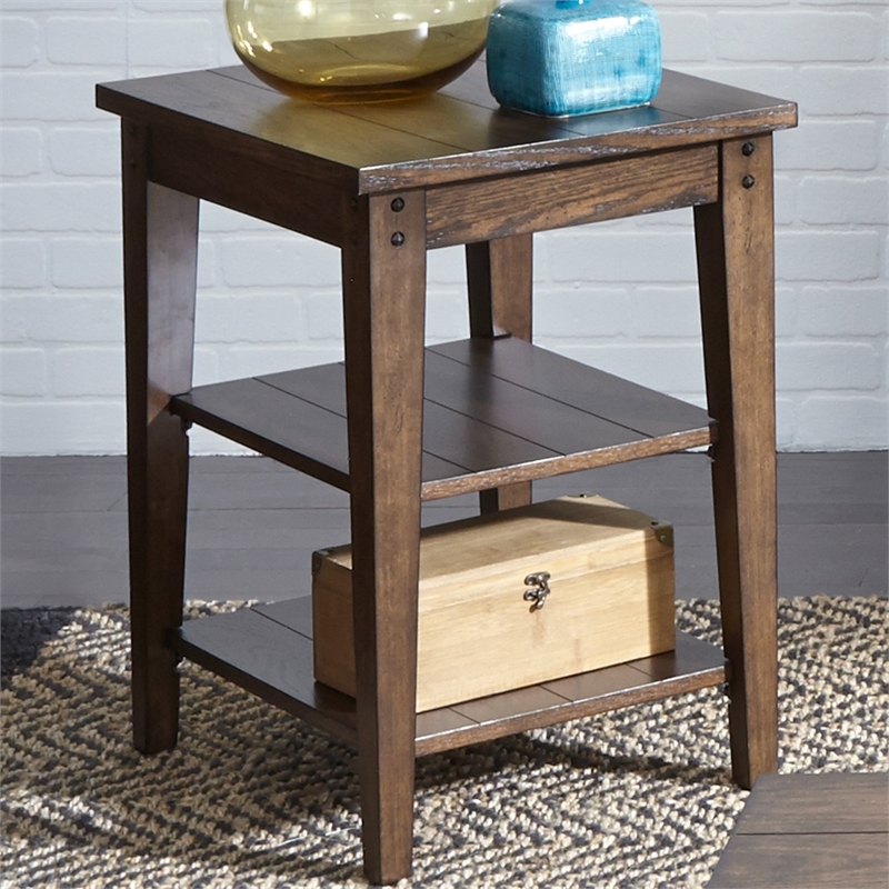 Lake House Dark Brown Tiered Table