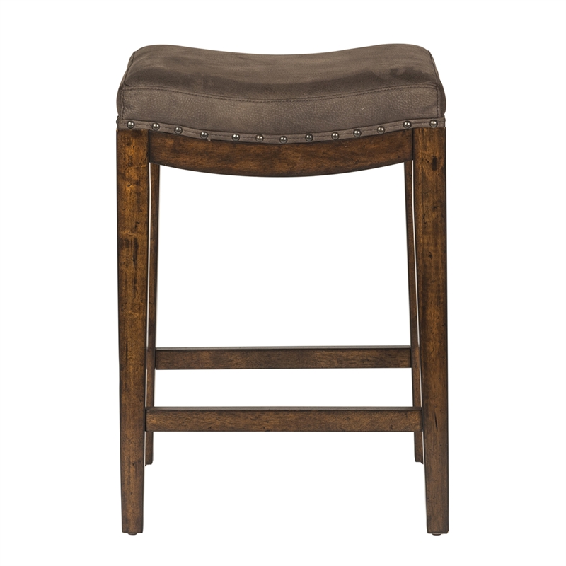 Aspen Skies Medium Brown Upholstered Console Stool