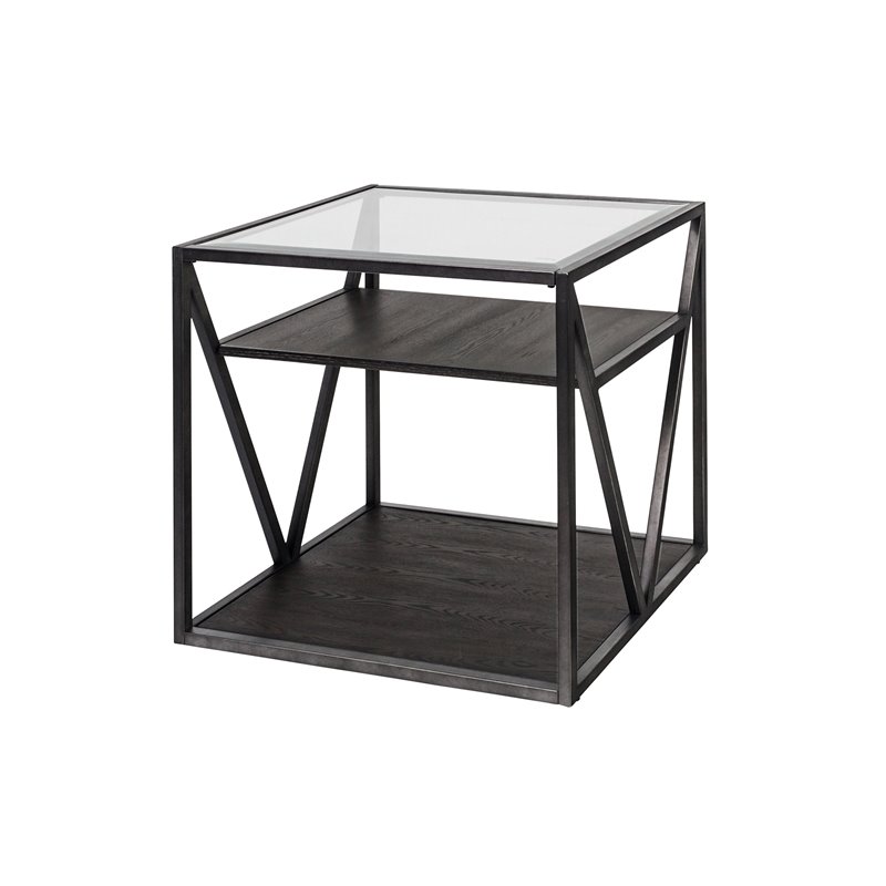 Arista Medium Gray Metal Framed End Table