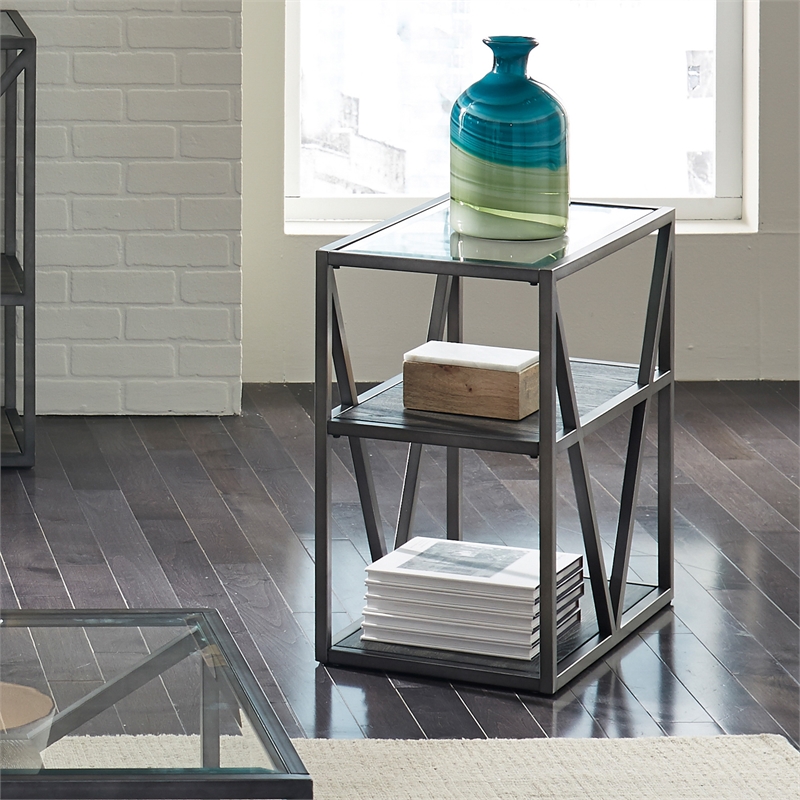 Arista Medium Gray Metal Chair Side Table
