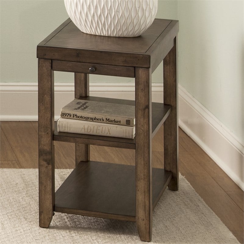 Mitchell Medium Chair Side Wood Table in Brown