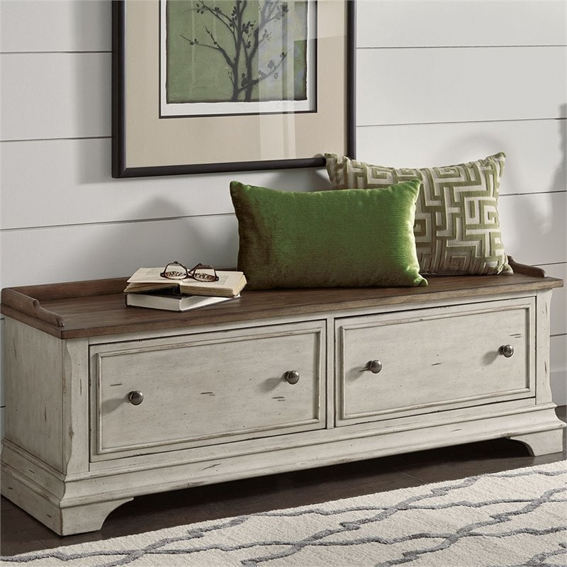 Morgan Creek White Storage Hall Bench
