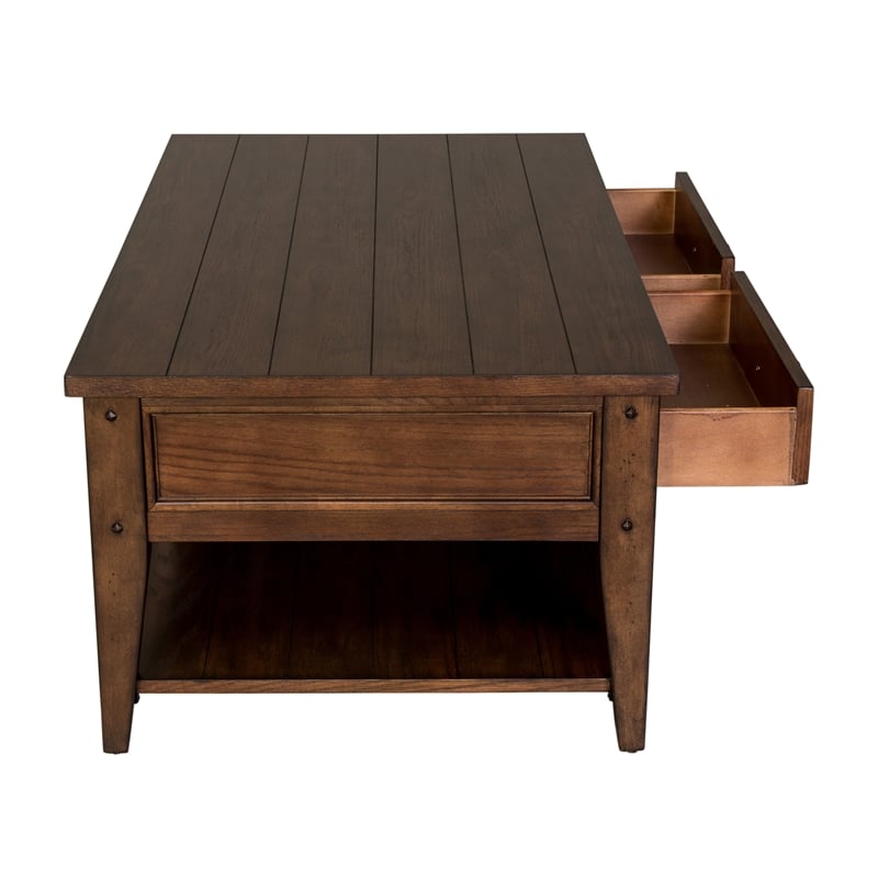 Lake House Dark Brown 3 Piece Set (1-Cocktail 2-End Tables)