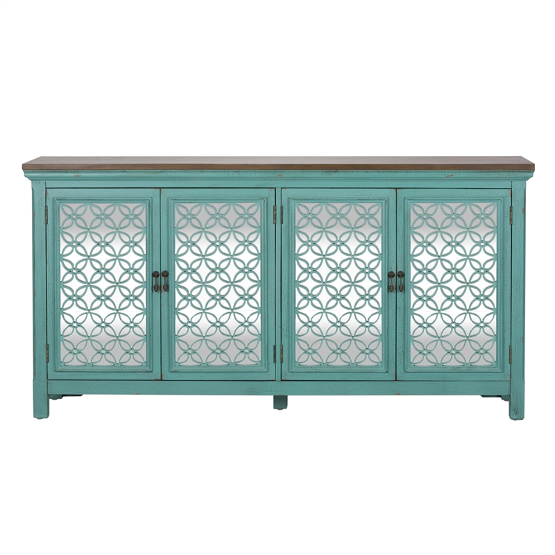 Kensington Blue 4 Door Accent Cabinet