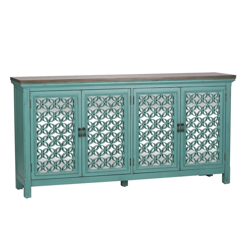 Kensington Blue 4 Door Accent Cabinet