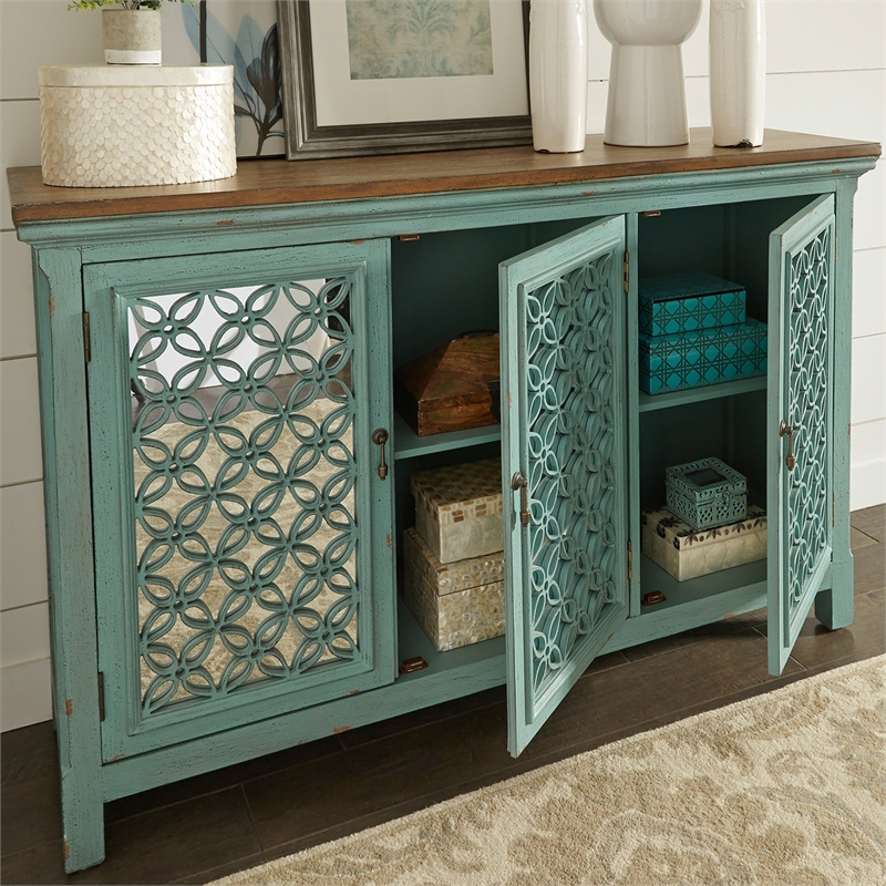 Kensington Blue 3 Door Accent Cabinet