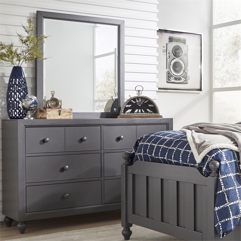 Cottage View Dark Gray Dresser & Mirror