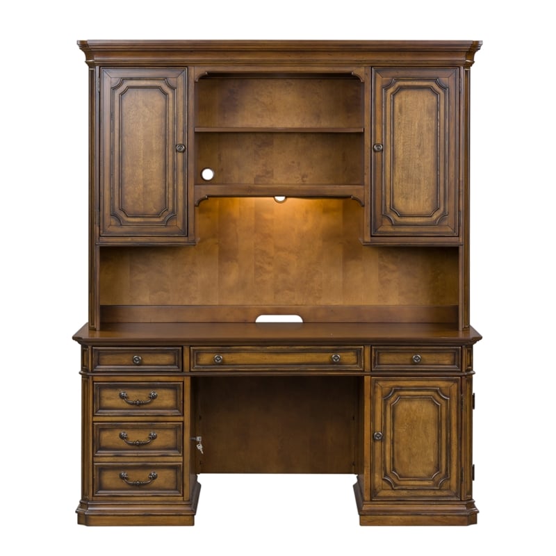 Amelia Medium Brown Jr Executive Credenza Set