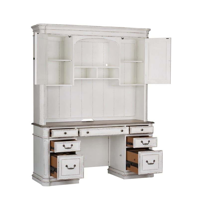 Magnolia Manor White Complete 5 Piece Desk