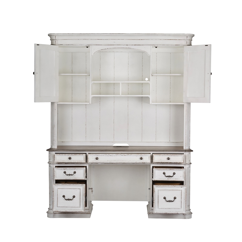 Magnolia Manor White Credenza & Hutch