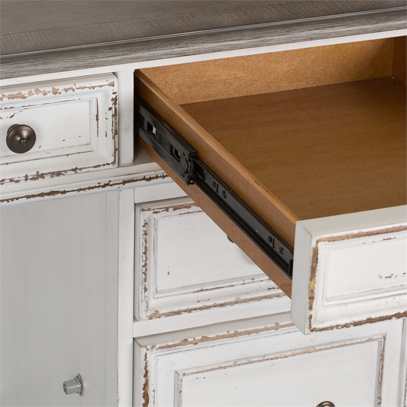 Magnolia Manor White Credenza & Hutch