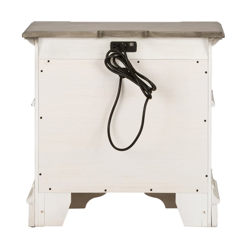 Abbey Park White 2 Drawer Night Stand w/ Charging Station