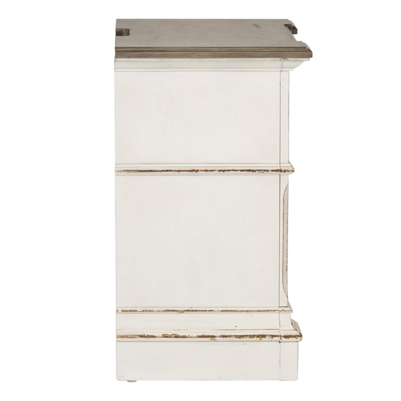 Abbey Park White 2 Drawer Night Stand w/ Charging Station