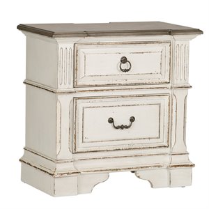 abbey park white 2 drawer night stand w/ charging station
